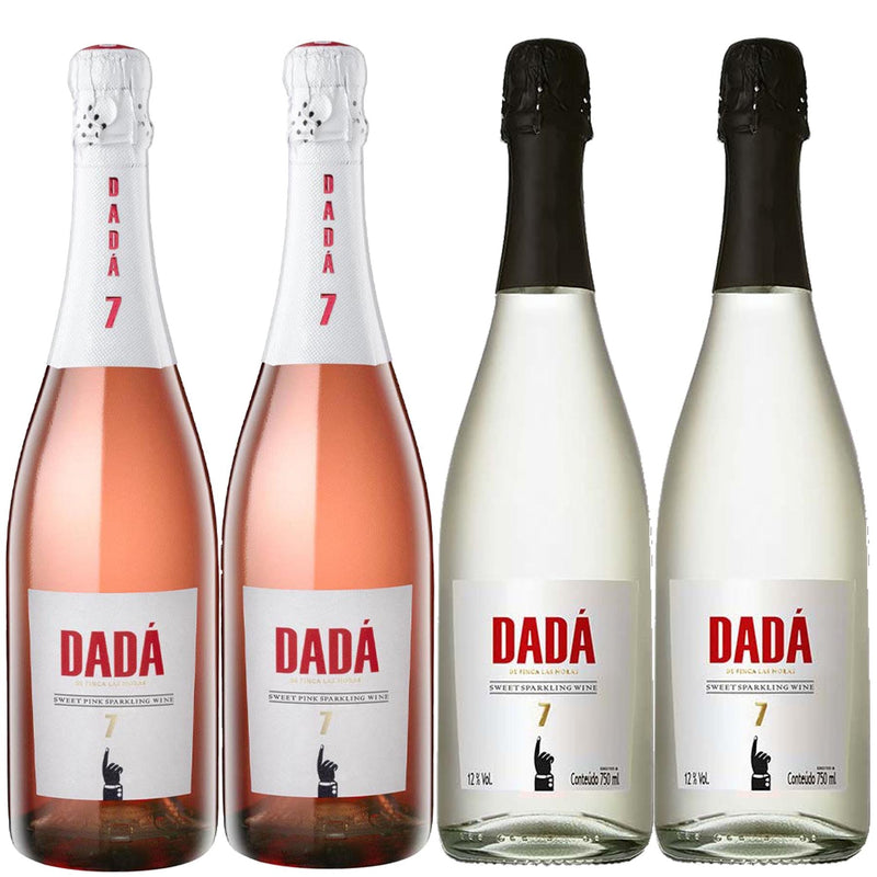 Kit 4x Vinhos Espumante Argentino Dada de Finca Las Moras No 7 Pink Sweet/Brancos 2021