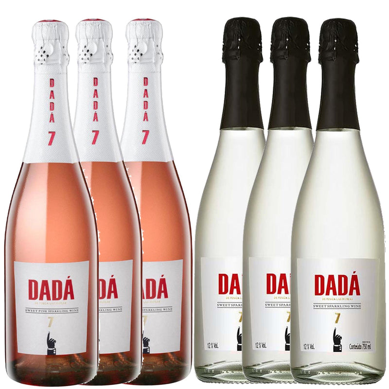 Kit 6x Vinhos Espumante Argentino Dada de Finca Las Moras No 7 Pink Sweet/Brancos 2021