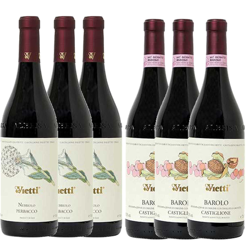 Kit 6x Vinhos Tintos Italiano Nebbiolo Perbacco/Barolo 2017