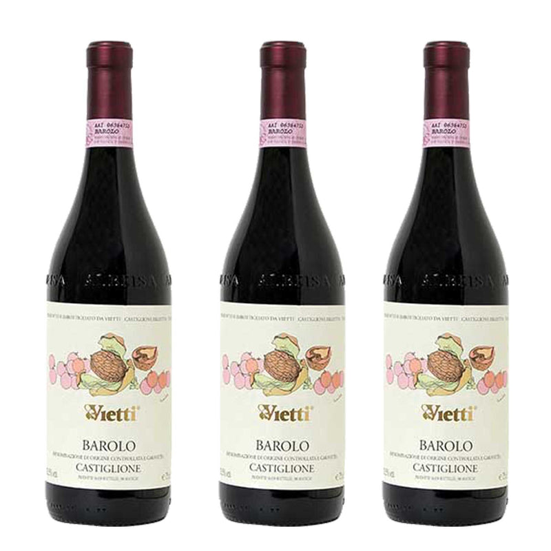 Kit 3x Vinhos Tintos Italiano Barolo Castiglione Vietti DOCG 2017