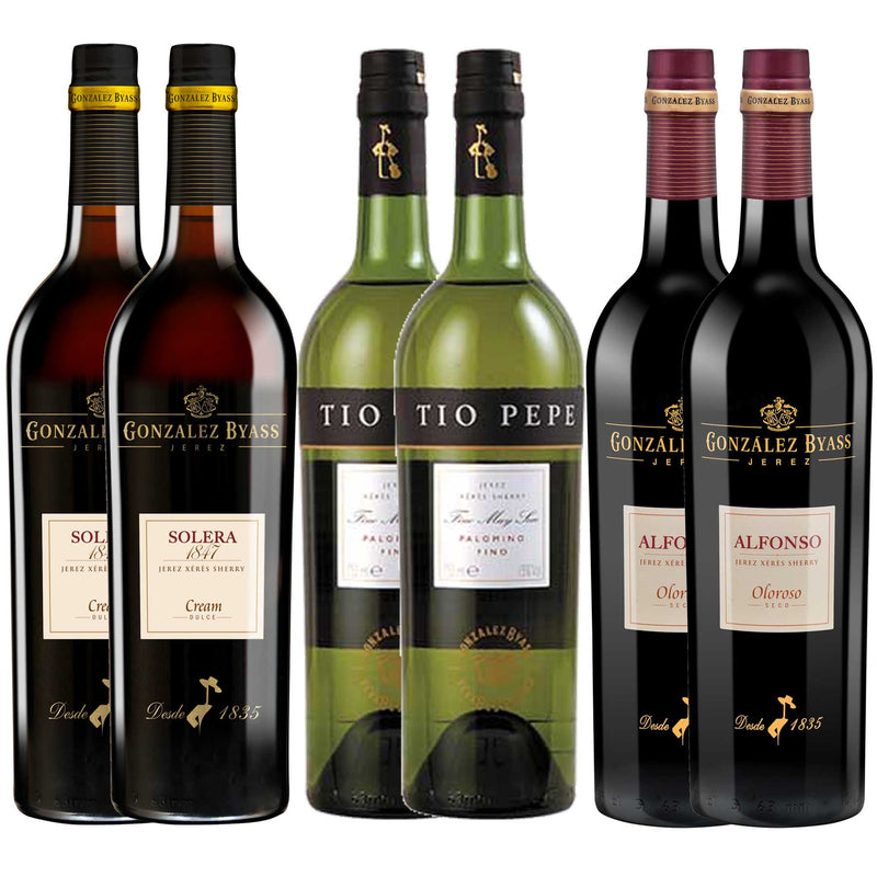 Kit 6x Vinhos Jerez Palomino Fino/Oloroso/Solera Espanha