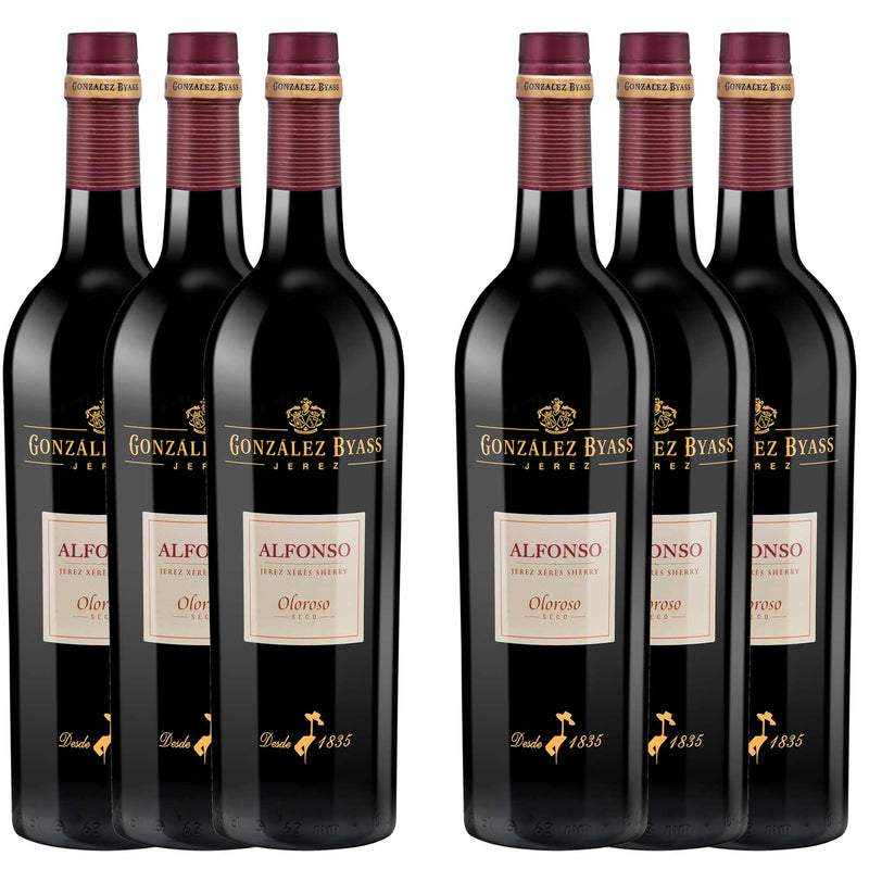 Kit 6x Vinhos Tintos Espanhol Jeréz Alfonso Oloroso Seco