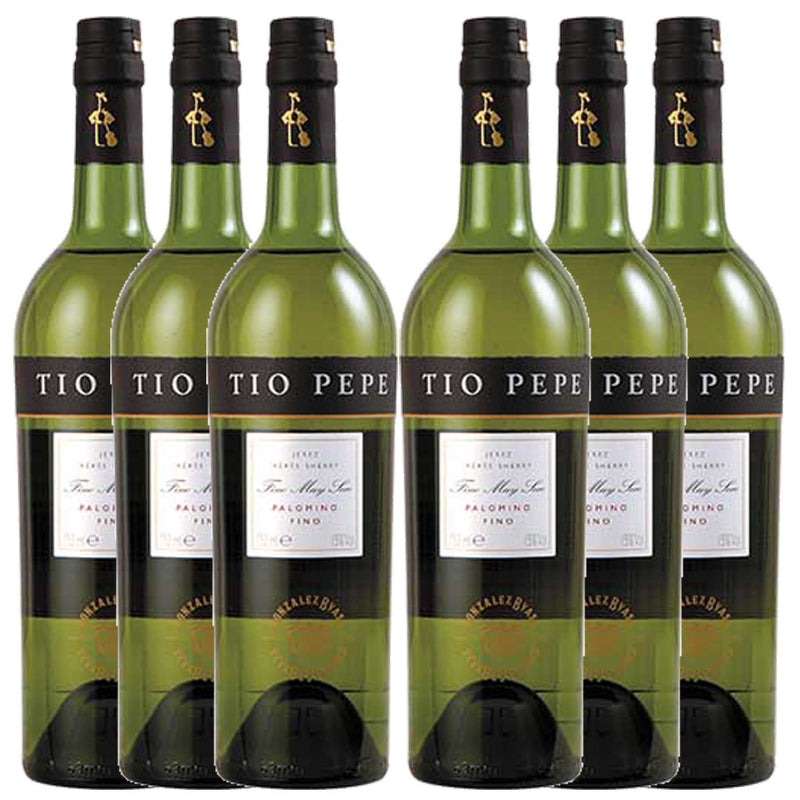 Kit 6x Vinhos Brancos Espanhol Jeréz González Byass Tio Pepe Fino