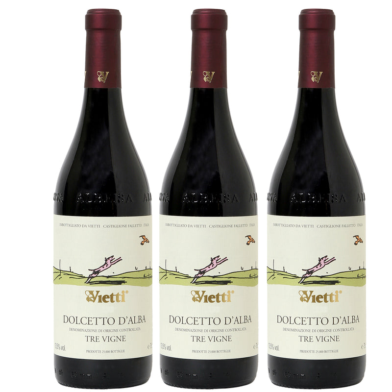 Kit 3x Vinhos Italiano Tintos Vietti Dolcetto D'Alba Ter Vigne 2019