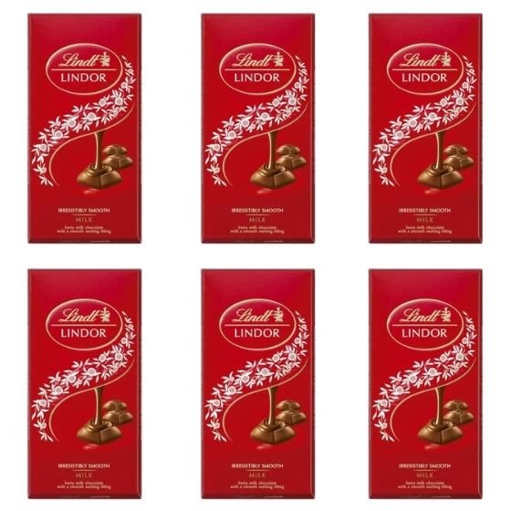 Kit 6x Chocolates Lindt Milk Lindor Single 100g