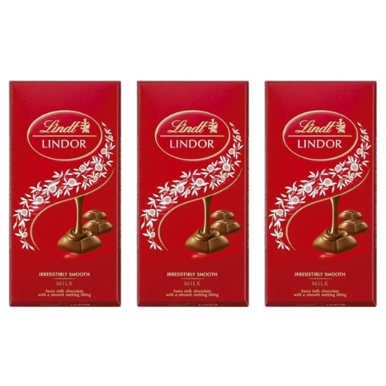 Kit 3x Chocolates Lindt Milk Lindor Single 100g