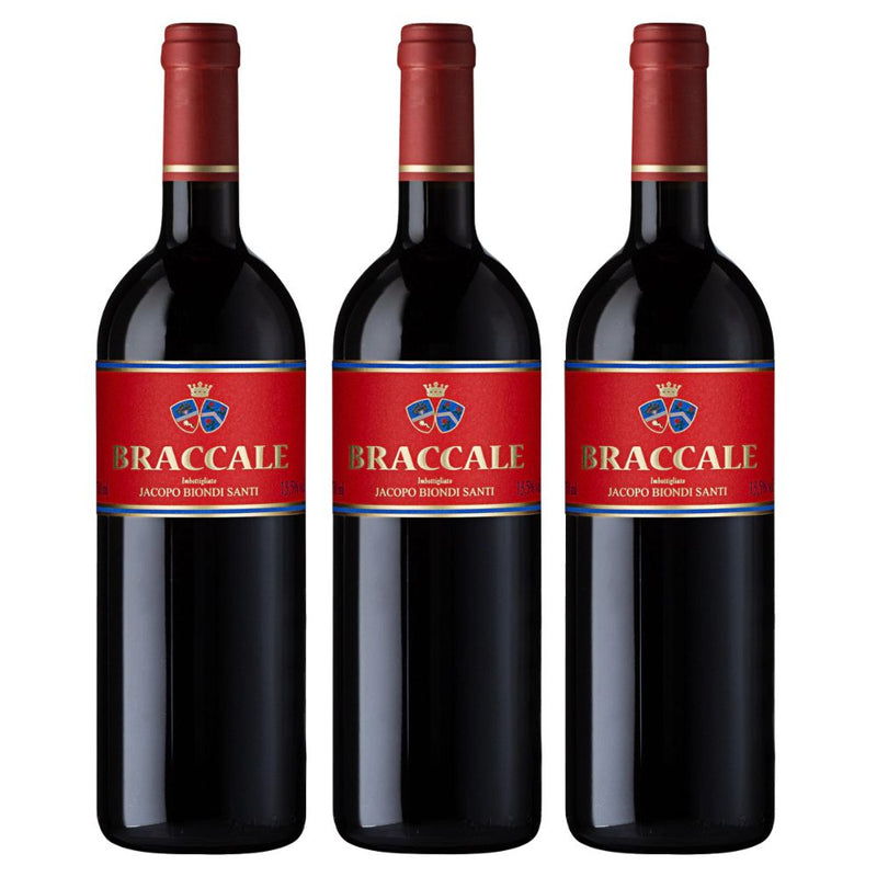 Kit 3x Vinhos Tintos Italianos Jacopo Biondi Santi Braccale Toscana 2017