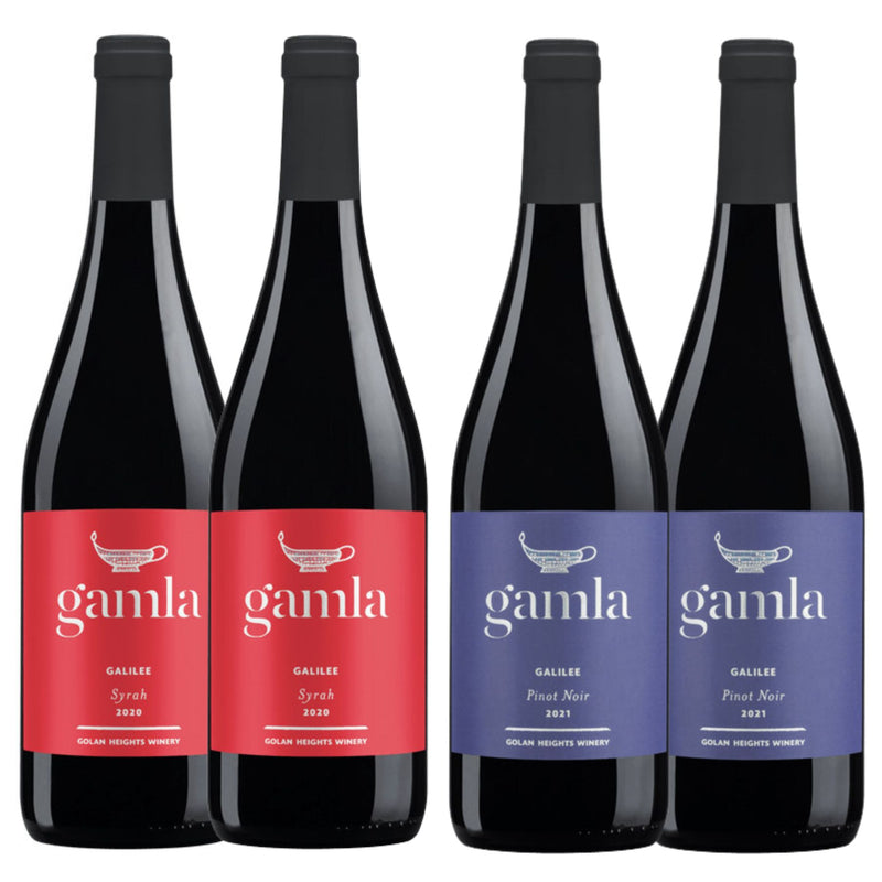 Kit 4x Vinhos Tintos Israelense Kosher Gamla Pinot Noir/Syrah