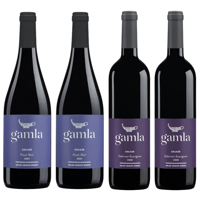 Kit 4x Vinhos Tintos Israelense Kosher Gamla Pinot Noir/Cabernet Sauvignon