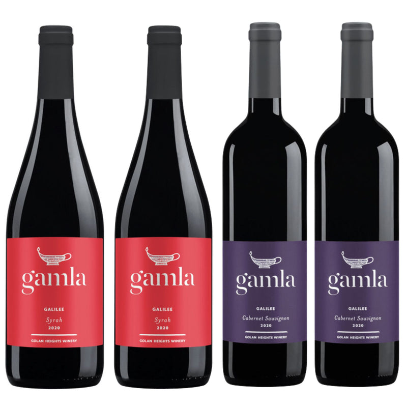 Kit 4x Vinhos Tintos Israelense Kosher Gamla Syrah/Cabernet S.