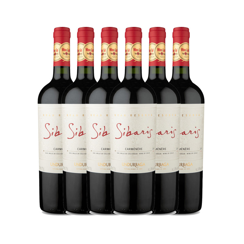 Kit 6x Vinhos Tintos Chileno Undurraga Gran Reserva Sibaris Carmenere 2019