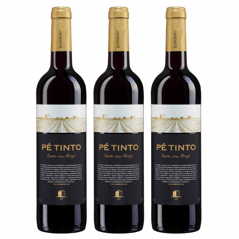 Kit 3x Vinhos Portugueses Tintos Esporão Pé Tinto 750ml